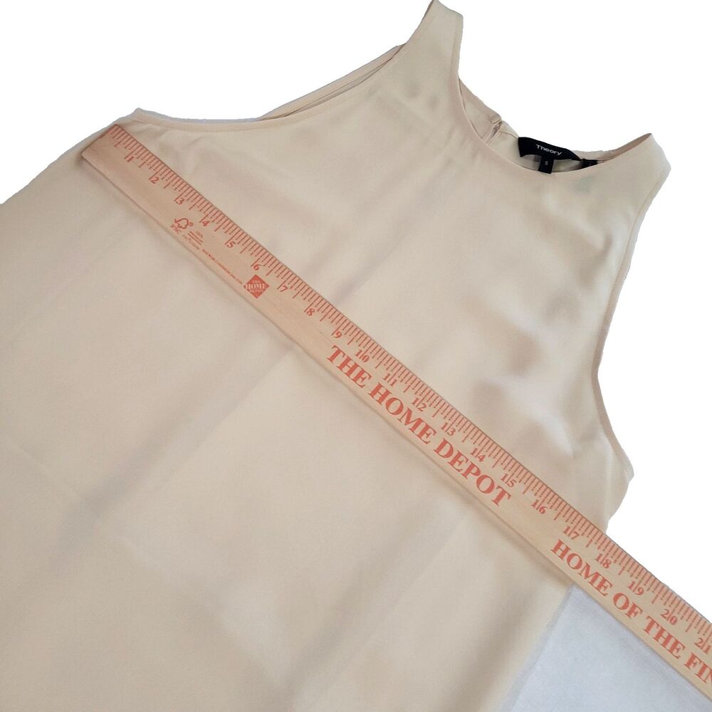 Theory Silk Champaign Kalstinn Blouse S feminine sleeveless Career Closet Staple - Picture 10 of 14